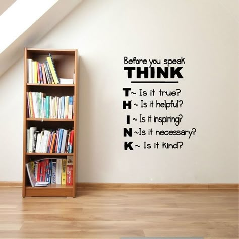 Meeting Planning, Office Wall Design, Think Before You Speak, Wall Text, Diy Wall Stickers, Work Office Decor, School Wall Art, Study Room Decor, Encouraging Quotes