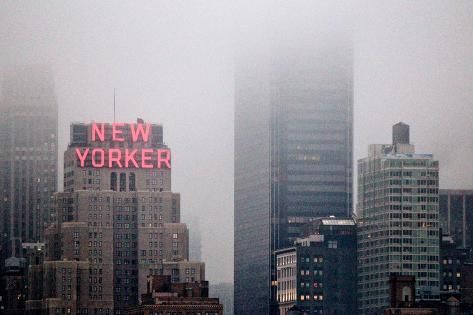 size: 24x16in Photo: New Yorker Building in Fog NYC : Artists