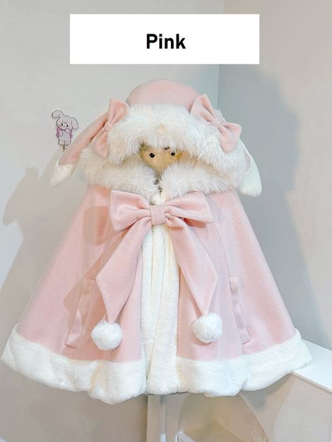 The Fluffy Rabbit Sweet Lolita Cape Cute Poncho, Fluffy Rabbit, Sweet Lolita, Lolita Fashion, Cloak, Ponchos, Cape, Sewing, Outfit Accessories