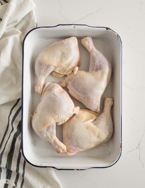 How Long to Bake Chicken Leg Quarters - Ever wonder how long to bake chicken leg quarters, thighs, or legs? This post will tell you just that plus the difference in various cuts, and how to best cook them. #chicken #bakedchickenlegs #chickentipsandtricks #cookingtips #blessthismessplease Baked Chicken Quarters, Roasted Chicken Leg Quarters, Chicken Quarter Recipes, Chicken Leg Quarter Recipes, Oven Baked Chicken Legs, Roasted Chicken Legs, Oven Baked Chicken Thighs, Chicken Quarters, Leg Quarters