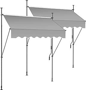 Menkxi 2 Pack 118 Inch Manual Retractable Awning Manual Retractable Awning Outdoor Patio Awning Water Resistant Door Window Awning Sunshade for Backyard, Garden, Balcony Any Window or Door Window Awning, Cartoon Food, Garden Balcony, Window Awnings, Retractable Awning, Patio Awning, Food Stall, Door Window, Outdoor Projects