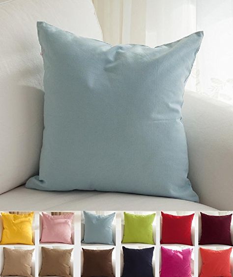 TangDepot Cotton Solid Throw Pillow Covers, 24" x 24" , Light Blue Blue Sofa Pillows, Light Blue Sofa, Light Blue Throw Pillows, Winter Throw Pillows, Red Salmon, Rose Dark, Pink Watermelon, Purple Pillows, Watermelon Red