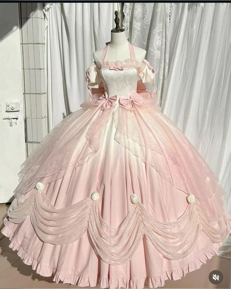 Pink And White Gown, Gowns With Bow, Dresses Puffy, White Gown Dress, Fairytale Disney, Devil Inspired, Princess Dress Pink, Princess Dress Fairytale, Sweet 16 Dress