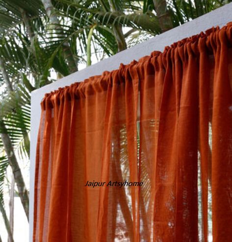 Farmhouse Studio, Textured Curtains, Balcony Curtains, Custom Drapery Panels, Orange Room, Orange Curtains, Curtain Door, Window Curtains Living Room, Curtain Bedroom