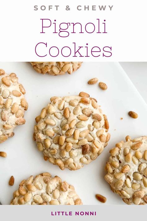 Pignoli Cookies Pignoli Cookies Recipe, Pignoli Cookies, Italian Christmas Recipes, Cookies Chewy, Homemade Apple Pie Filling, Italian Christmas Cookies, Blueberry Cookies, Almond Paste, Homemade Apple Pies