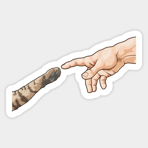 Touch Of God, Creation Of Adam Hands, Weird Stickers, Funny Laptop Stickers, God Sticker, Sticker Design Inspiration, طابع بريدي, Hand Sticker, Výtvarné Reference