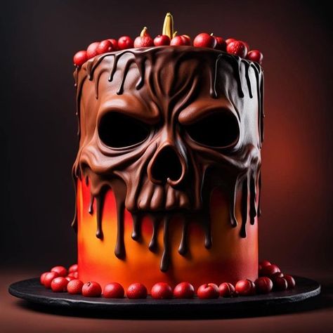 Forever Fall & Halloween🎃🍁 | Spooky cakes 👻 | Facebook Gothic Cakes, 2024 Cake, Spooky Cakes, Skeleton Cake, Halloween Cake Design, Scary Halloween Cakes, Horror Cake, Scary Cakes, Gothic Cake