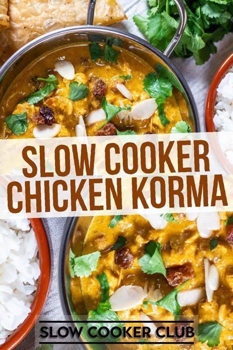 Slow Cooker Chicken Korma, Slow Cooker Curry Recipes, Korma Curry, Chicken Korma Recipe, Slow Cooker Curry, Chicken Food Recipes, Korma Recipe, Slow Cooker Ideas, Homemade Curry