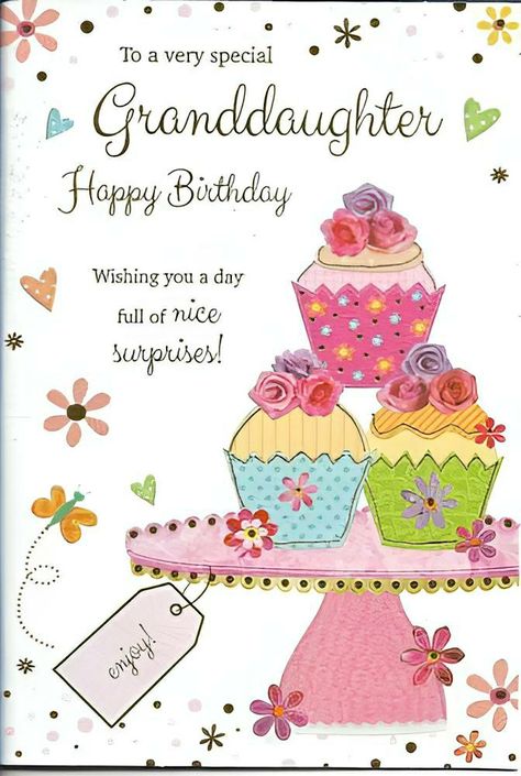 Happy Birthday Granddaughter Love You, Cupcakes On Stand, Grandaughter Birthday Wishes, Happy Birthday Wishing, Niece Birthday Card, Special Happy Birthday Wishes, Birthday Wishing, Birthday Cards For Niece, Birthday Wishes For Kids