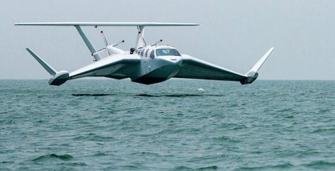 To fly, the wig craft glides on a cushion of air between 1.5 and 60 feet above the ground Flying Ship, Amphibious Aircraft, 8 Passengers, Flying Vehicles, Ground Effects, Caspian Sea, Flying Boat, Jet Engine, German Design