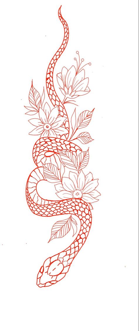 Red Ink Snake Tattoo On Back, Snake Red Ink Tattoo, Tattoo Stencils Snake, Red Snake Spine Tattoo, Red Snake Tattoo Back, Red Tattoo Snake, Red Serpent Tattoo, Snake Tattoos Red, Snake Red Tattoo