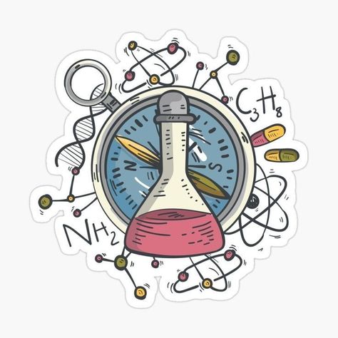 Chemistry Drawing, Chemistry Art, خريطة ذهنية, Science Stickers, Science Club, Citizen Science, Science Lover, A Compass, Scrapbook Stickers Printable