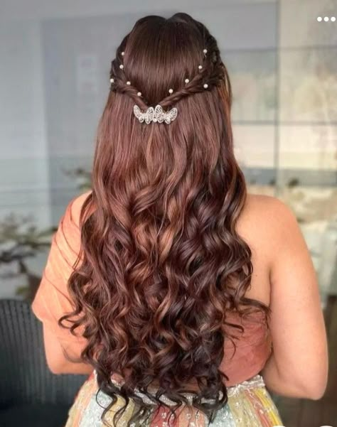 Open Curls, Party Hairdo, Open Hairstyle, Bridal Hairstyle Indian, Hairstyle Indian Wedding, Hairstyle Indian, Bridal Hairstyle Indian Wedding, Long And Short Hair, High Ponytail Hairstyles