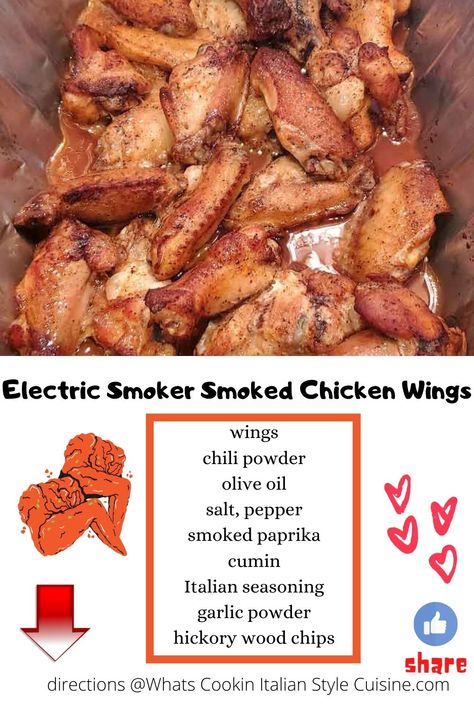 chicken wings, smoker wings, smoked wings how to make wings in a smoker, chicken wings with honey barbecue Italian American Food, Smoked Wings, Smoked Bbq, Smoked Chicken Wings, Cooking Tricks, American Foods, Utica Ny, Chicken Breakfast, Electric Smoker