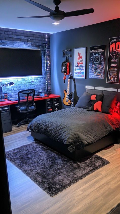 Teen Boy Bedroom Ideas, Vibrant Color Schemes, Mens Bedroom Decor, Layered Bedding, Fall Bedroom Ideas, Boy Bedroom Ideas, Bedroom Redesign, Teen Boy Room, Cozy Fall Bedroom