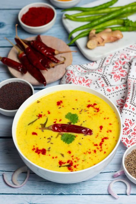 Traditional Rajasthani Kadhi Recipe - Indian Vegetarian Recipes By Siddhi - Quick Recipes & Cooking Ideas Rajasthani Kadhi Recipe, Rajasthani Recipes, Healthy Hearty Meals, Kadhi Recipe, Veg Recipes Of India, Carb Free Recipes, Indian Vegetarian Recipes, Rajasthani Food, Recipe Indian