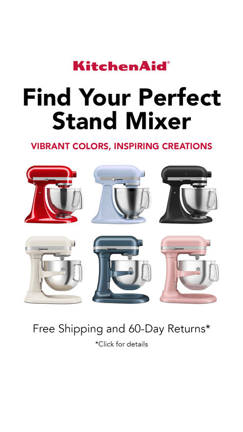 Brighten your space with a vibrant KitchenAid® Stand Mixer. Explore a wide selection of colors and find the perfect match for your style. Smallest Kitchen, Stand Mixers, Countertop Appliances, Kitchenaid Stand Mixer, Stand Mixer, Pressure Cooking, Kitchen Tips, Kitchen Aid, Small Kitchen