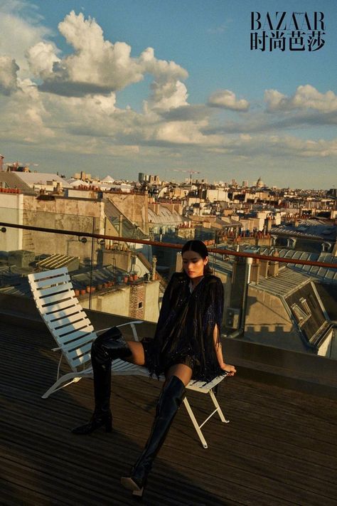 Rooftop Editorial, Urban Photography Portrait, Rooftop Photoshoot, Liu Wen, Creative Fashion Photography, Holiday Party Fashion, Fall Designs, Helmut Newton, Fashion Magazine Cover