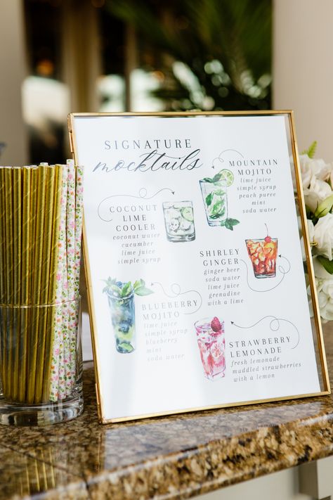 Cocktail Menu With Illustrations//Wedding Reception//Infinite Events Wedding Planner Drinks Reception Ideas, Menu For Wedding Reception, Cocktail Menu For Wedding, Wedding Cocktail Menu Ideas, Cocktail Menu Ideas, Cocktail Menu Design Wedding, Mocktails Menu, Wedding Bar Drinks, Wedding Mocktail Counter