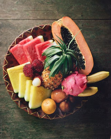 Tropical Fruit Platter, Tropical Fruit Tablescape, Tropical Fruit Bowl, Tropical Fruit Aesthetic, Costa Rica Fruit, Tulum Food, Caribbean Fruits, Tropical Island Aesthetic Food, Tropical Fruit Photography