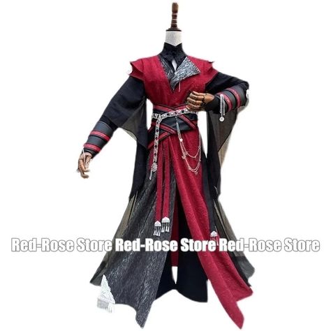 Red Prince Outfit Male, Crimson Rain Sought Flower, Flower Cosplay, Halloween Costume Props, Red And Black Outfits, Prince Clothes, Japanese Traditional Clothing, Heaven Official's Blessing, Chinese Princess