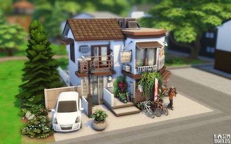 Japanese Exterior House, Japanese House Modern, Sims 4 Japanese House, Small Japanese House, Japanese Mansion, Japanese Exterior, Sims 4 Modern House, Modern Japanese House, Sims 4 House