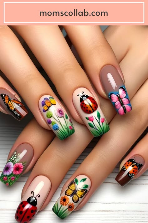 10 Fairy Garden Inspired Nail Designs to Unleash Your Inner Magic Spring Fairy Nails, Fairy Garden Nails Design, Mushroom Nail Designs, Easter Nails Short, Fairycore Nails, Ladybug Nail Art, Fairy Nail Art, Easy Nail Designs For Beginners, Nail Designs For Beginners