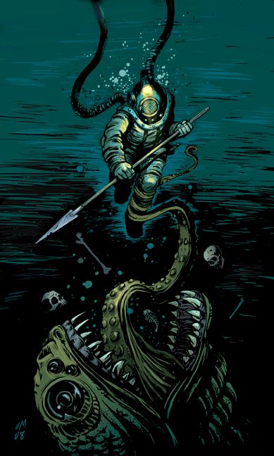 Deep Sea Diver Art, Siren Art, Tomer Hanuka, Diver Art, Otto Schmidt, Deep Sea Diver, Sea Tattoo, Deep Sea Diving, Ocean Tattoos