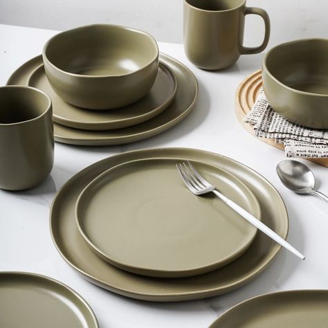 Wade Logan® Mandujano Stoneware Dinnerware - Set of 16 & Reviews | Wayfair Modern Dishware, Modern Plates, Dream Kitchens Design, Stoneware Dinnerware Sets, Wristwatch Fashion, Stoneware Dinnerware, Traditional Farmhouse, Reactive Glaze, Cozy Room Decor