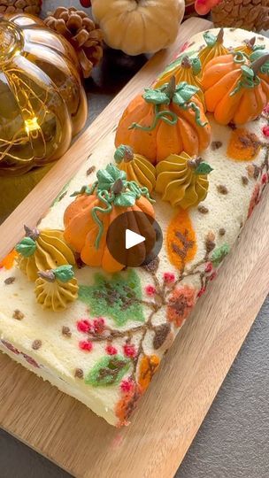 51K views · 1.7K reactions | Autumn Cake Roll 🍂🍂🍂..It’s been a while since I made a new cake roll design and instead of the usual all over pattern I went for a placement print. It rolled up beautifully and the cake roll had to be topped with pumpkins 🎃🎃🎃 would love to know if you want to see more cake roll designs ???..Would you like to make this gorgeous autumnal cake roll? This cake roll recipe can be found on my blog. Link in bio...Alternatively you can COMMENT - ‘cakeroll’ i will dm you the recipe link. ..#cakeroll #autumnvibes #autumn #homemade #cakeideas #cake #cakedecorating #swissroll #treats #recipe #tutorial #love #food #bakingvideo #bakers #foodlover #easydessert  #tasty #dessert #video #inspiration #instagood #reels #reelsinstagram | OH CAKES Patterned Pumpkin Roll, Thanksgiving Pumpkin Roll, Cake Roll Design, Autumnal Cake, Decorated Cake Roll, Autumn Cake, Pumpkin Roll Cake, Pumpkin Rolls Recipe, Cake Rolls