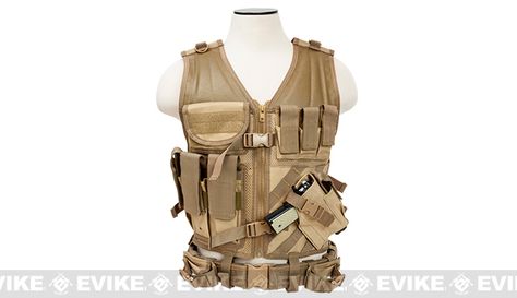 NcStar VISM Tactical Vest - Large - Tan Tactical Vest Fashion, Tactical Chest Rigs, Military Vest, Utility Pouch, Magazine Pouches, Tactical Clothing, Work Gear, Chest Rig, Military Surplus