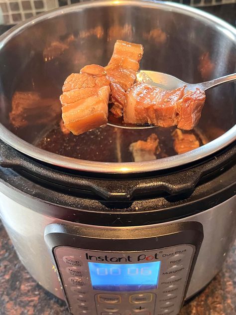 This Instant Pot Braised Pork Belly absolutely melts in your mouth! The instant pot is perfect for making tender pork belly. Pressure Cooker Pork Belly Recipes, Pork Belly Pressure Cooker, Instapot Pork Belly Recipes, Braised Pork Belly Instant Pot, Instant Pot Pork Belly Recipes, Pork Belly Instant Pot, Pressure Cooker Pork Belly, Pork Belly Recipes Easy, Pork Belly Tacos