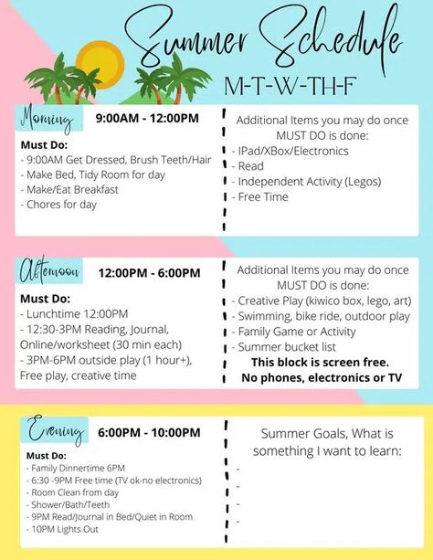 Summer schedule for kids: Expert tips to try before they cry 'I'm bored' - Care.com Resources Middle Schooler Summer Schedule, Summer Schedule For Kids 9-12, Summer Activity List For Kids, Summer Responsibilities For Kids, Summer Schedule Kindergarten, Summer Must Do List For Kids, Summer Break Routine For Kids, Summer Meal Planning For Kids, Summer Time Schedule For Kids