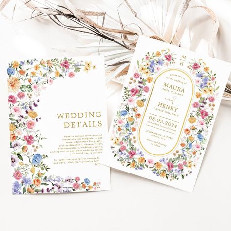 Garden Wildflowers, Garden Wedding Party, Garden Wedding Invitation, Wildflowers Wedding, Floral Garden Party, Colorful Wedding Invitations, Wildflower Wedding Invitations, Colorful Invitations, Meadow Garden