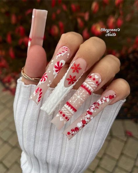 Nail Art Noel, Winter Nails Acrylic, Gel Nails Diy, Acrylic Press On Nails, Nails Design With Rhinestones, Nail Tip, Long Acrylic Nails Coffin, Acrylic Nails Coffin Pink, Christmas Nails Acrylic