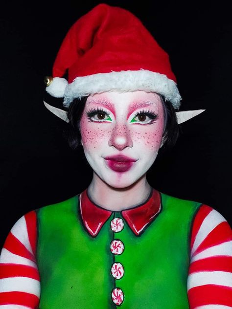 #makeup #mua #sfx #Christmas #fxmakeup #elf Scary Elf Makeup, Santa Elf Makeup, Sfx Christmas Makeup, Christmas Elf Makeup Looks, Prison Makeup, Christmas Sfx Makeup, Elves Makeup, Christmas Elf Makeup, Christmas Costumes Women