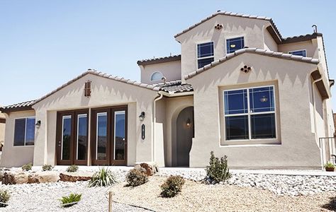 White stucco - Rio Rancho, New Mexico #DRHorton #FindYourHome Rio Rancho New Mexico, House Under Construction, Home Floor Plans, Real Estate Listing, New Homes For Sale, House Floor Plans, New Construction, New Mexico, Under Construction