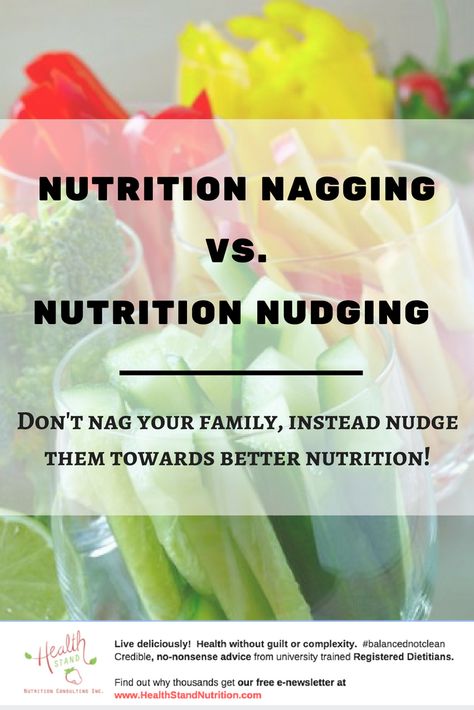 Don't nag your family, instead nudge them towards better nutrition! #family #wellness #health #healthykids #healthyeating #nutrition #dietitian #nutritionist #healthysnacks Better Eating Habits, Family Nutrition, Family Wellness, How To Eat Better, Health Habits, Family Feud, Registered Dietitian, Nutrition Program, Skincare Tools