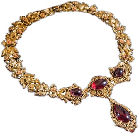 1840s English Garnet Gold Drop Necklace  | From a unique collection of vintage drop necklaces at https://www.1stdibs.com/jewelry/necklaces/drop-necklaces/ Drop Necklaces, Gold Drop Necklace, Garnet And Gold, Victorian Gold, Drop Necklace, Floral Decor, Garnet, Gold Necklace, Jewelry Necklaces