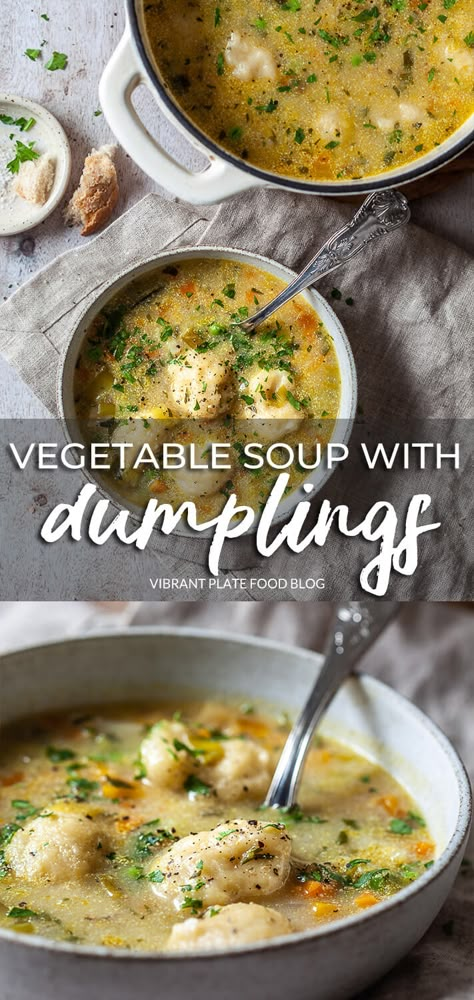 Vegan Dumpling Soup, Vegetable Dumpling Soup, Dumpling Soup Recipe, Soup With Dumplings, Vegetarian Dumpling, Vegan Dumplings, Vegetable Dumplings, Soup Dumplings, Hearty Vegetable Soup