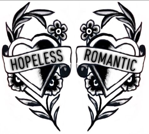 American Traditional Self Love Tattoo, American Traditional Love Tattoo, American Traditional Tattoos Girly, Girly Traditional Tattoo Flash, Hopeless Romantic Drawing, Traditional Matching Tattoos, Hopeless Romantic Tattoo Ideas, Romantic Tattoo Ideas, Traditional Tattoo Love