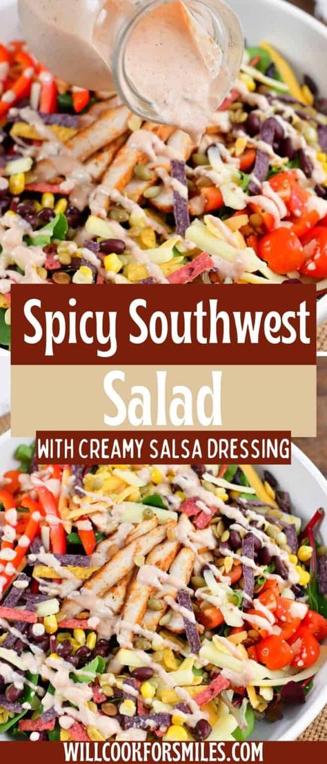 Spicy Salsa Salad Dressing, Best Mexican Salad Recipes, Salsa Dressing For Salad, South Western Salad Dressing, Chic Fil A Southwest Salad Recipe, Chick Fil A Creamy Salsa Dressing, Chick Fil A Salads, Copycat Chick Fil A Creamy Salsa Dressing, Spicy Southwest Salad Chick Fil A