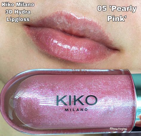 Kiko Milano 3D Hydra Lipgloss in 05 ‘Pearly Pink’ #kikomilano #kikomilanomakeup #kikocosmetics #lipgloss #makeup Kiko 05 Gloss, Kiko Hydra Lipgloss, Kiko Lipgloss Swatches, Kiko 3d Hydra Lipgloss, Kiko Milano Lipgloss, Kiko Lipgloss, Lip Balm Packaging, Oil Lipstick, Lipgloss Swatches