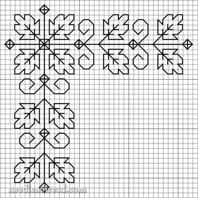 Oak Leaf Cross Stitch, Motifs Blackwork, Blackwork Embroidery Designs, Blackwork Embroidery Patterns, Blackwork Cross Stitch, Blackwork Designs, Graph Paper Designs, Blackwork Patterns, Blackwork Embroidery