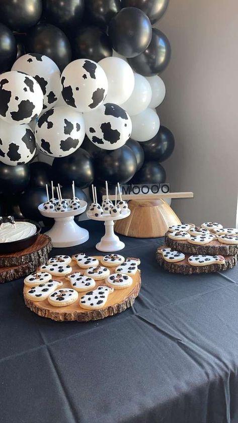 HOLY COW I'M ONE Birthday Party Ideas | Photo 1 of 9 | Catch My Party Cow Themed 18th Birthday Party, Cow Baby Shower Theme Boys, Cow Themed Party, Holy Cow I’m One Birthday Party, Holy Cow Im One, Holy Cow Im One Birthday Boy, Cow Print Party Ideas, Holy Cow I’m One Cake Ideas, Holy Cow I’m One Decorations