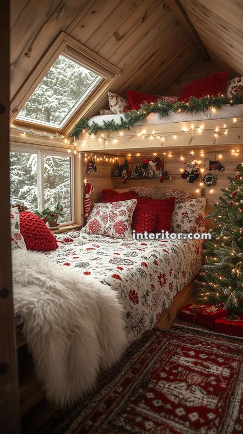 How to Add Christmas Cheer to a Tiny Home Without Overcrowding Room Inspo Christmas, Christmas Room Decor Ideas Bedrooms, Christmas Decor Bedroom Ideas, Bedroom Christmas Tree, Seasonal Room Decor, Winter Goals, Christmas Bedroom Decor Ideas, Festive Decor Ideas, Room Christmas Decor Ideas