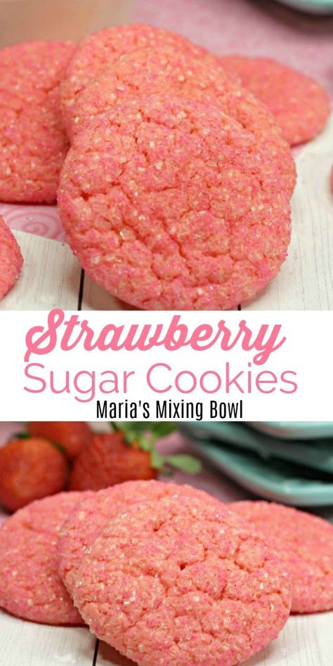 Strawberry Sugar Cookies, Strawberry Sugar, Coconut Dessert, Chewy Cookies, Chewy Sugar Cookies, Cooking Courses, Strawberry Cookies, Strawberry Flavor, S'mores