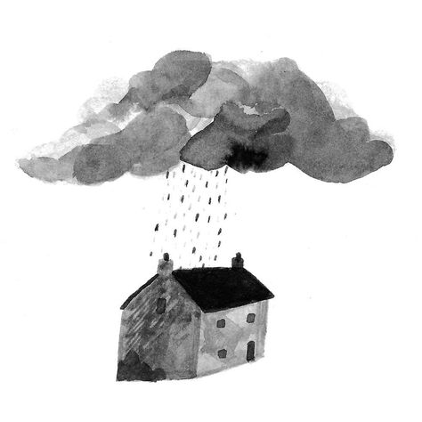 Hannah Blackman-Kurz on Instagram: “The house needs space too . . . . #illustration #illustrationartists #illustrated #house #weather #clouds #rain #lockdown2021 #space #ink…” Rain Cloud Illustration, Roof Illustration, Storm Illustration, Rain Drawing, City Rain, House Needs, Senior Thesis, Tiny Stories, Cloud Illustration