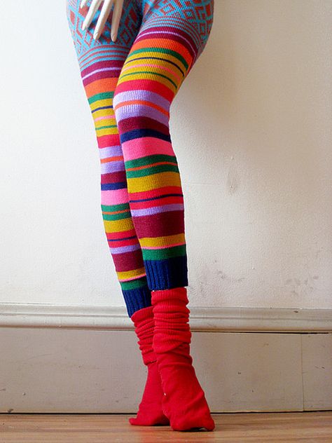 Stripe Club by ALL Knitwear Cool Tights, Grandma Fashion, Stocking Tights, Thigh High Socks, Sock Patterns, Best Leggings, Striped Leggings, Mode Inspo, Fashion Socks