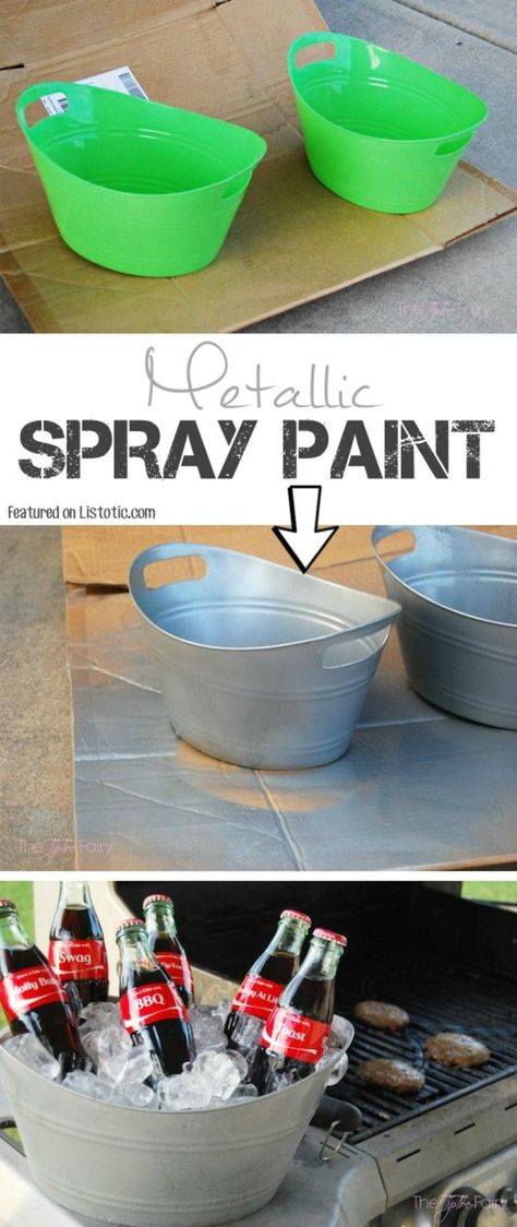 Here Are 15 Brilliant Ways to Use Spray Paint | TipHero Spray Paint Ideas, Spray Paint Projects, Koti Diy, Diy Spray Paint, Metallic Spray Paint, Creative Wall Art, Diy Sprays, Dollar Store Crafts, Dollar Store Diy